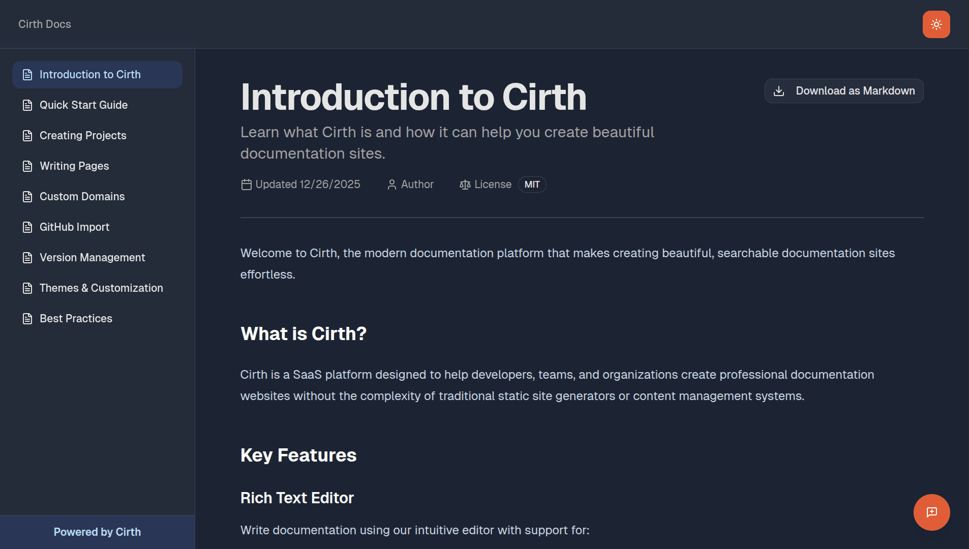 Cirth documentation platform preview
