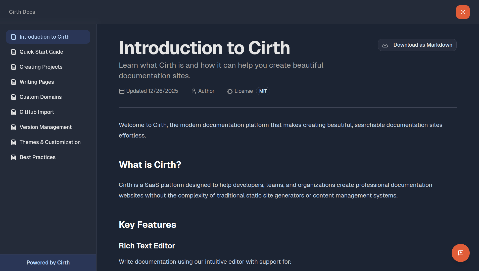 Cirth documentation platform preview