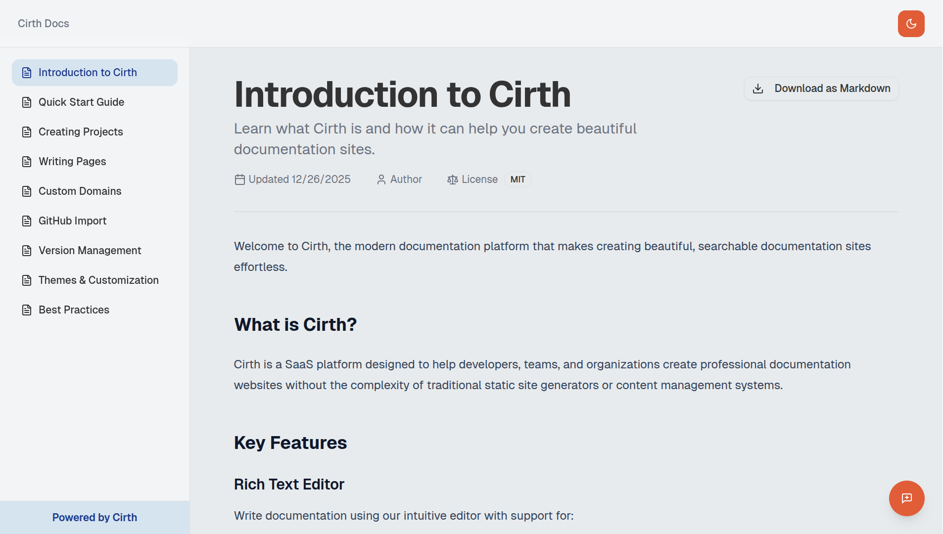 Cirth documentation platform preview